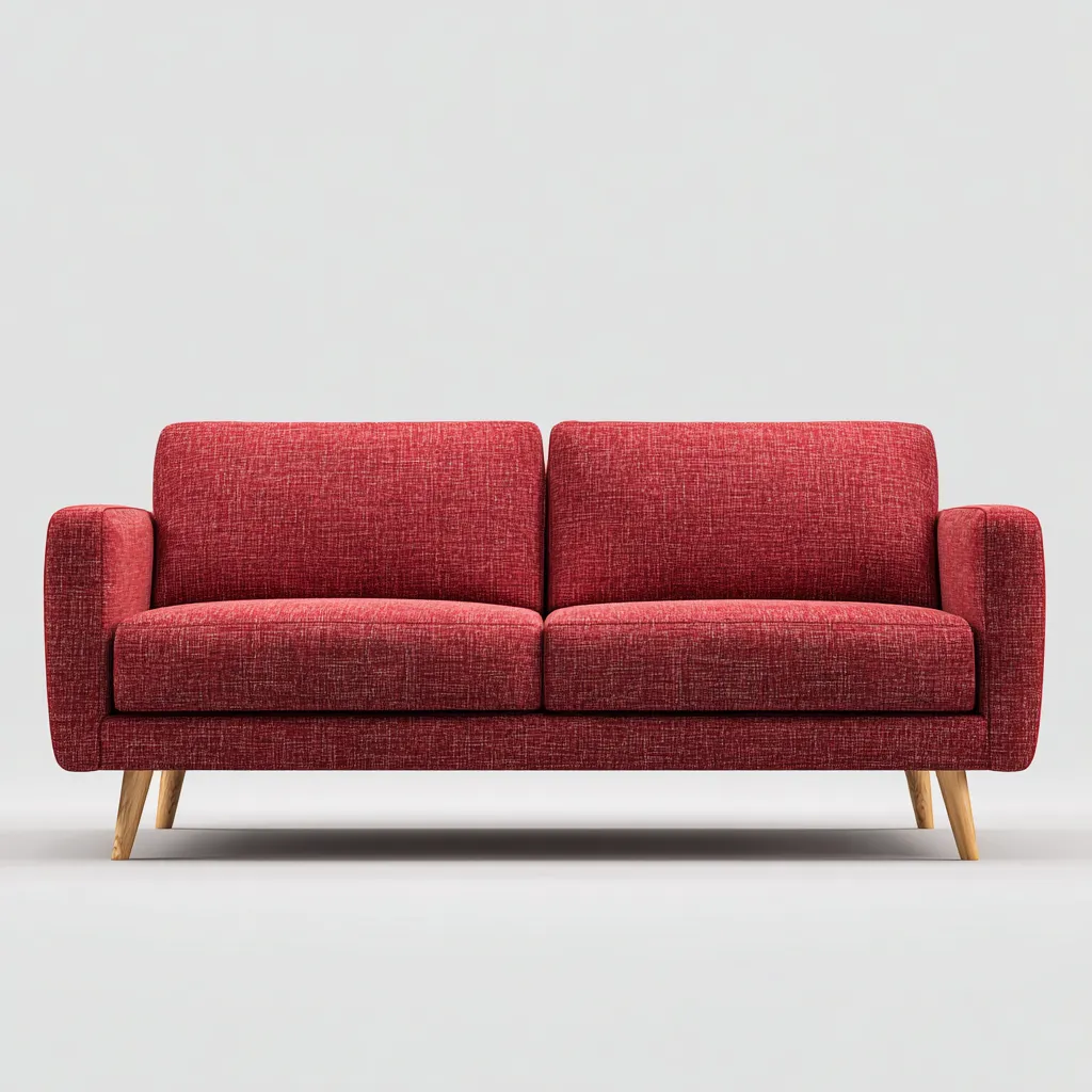 Divano lineare-tessuto-182x82x87 cm-rosso-design moderno-Quietilo