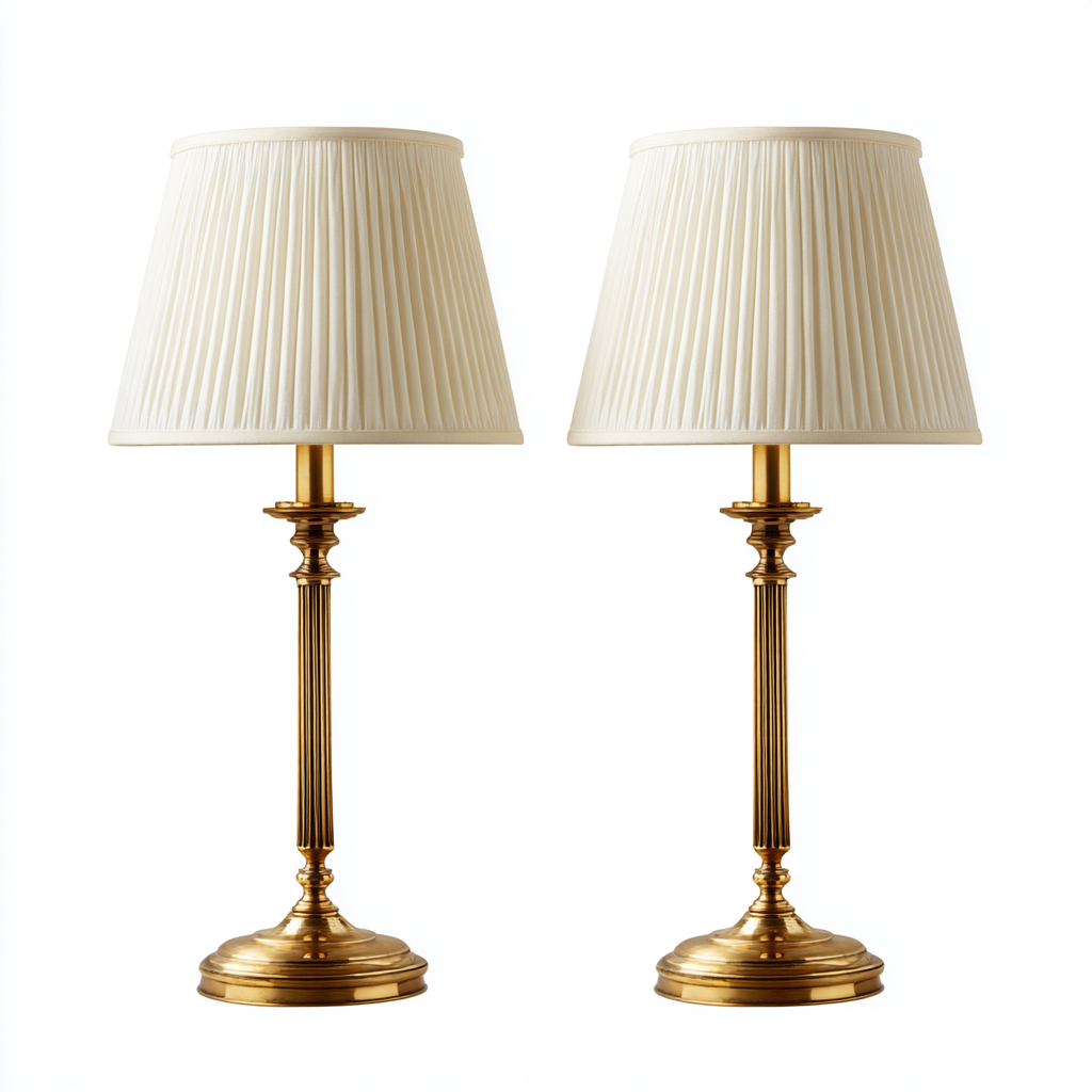 Lampada da tavolo-Metallo-Tessuto-27x27x54 cm-Oro-Avorio-Stile classico-Quietilo