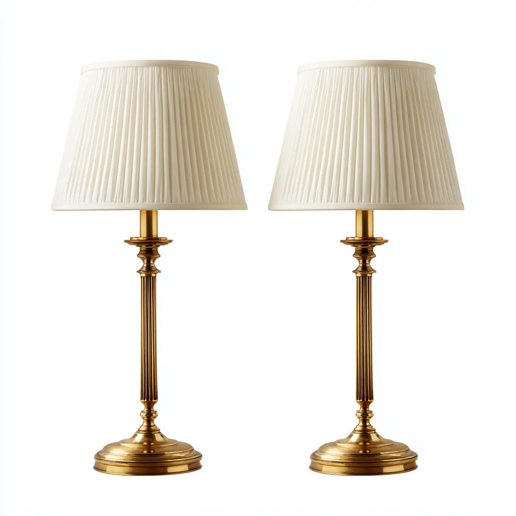 Lampada da tavolo-Metallo-Tessuto-27x27x54 cm-Oro-Avorio-Stile classico-Quietilo