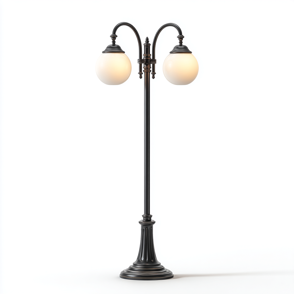 Lampada da terra - Metallo-Vetro - 38x28x175 cm - Nero-Bianco - Stile classico-Quietilo