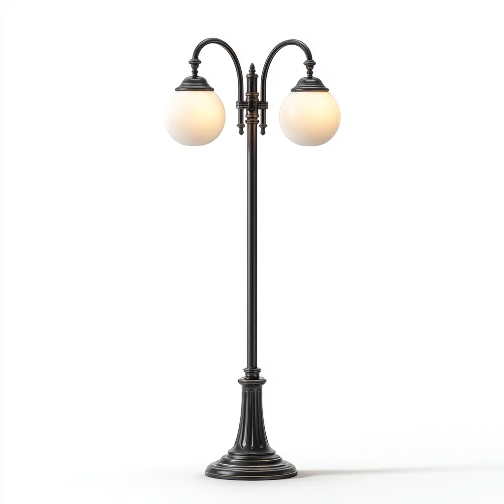 Lampada da terra - Metallo-Vetro - 38x28x175 cm - Nero-Bianco - Stile classico-Quietilo