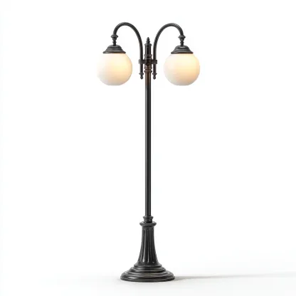 Lampada da terra - Metallo-Vetro - 38x28x175 cm - Nero-Bianco - Stile classico-Quietilo