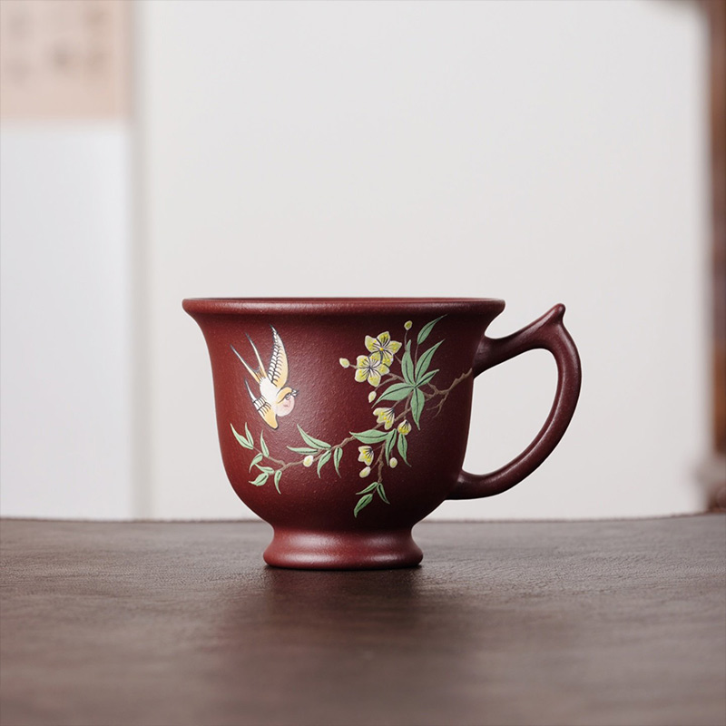 Handmade Teaware with Painted Pair of Cups