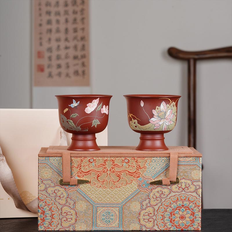 Purely Handmade Clay-Painted Zisha Tea Cups