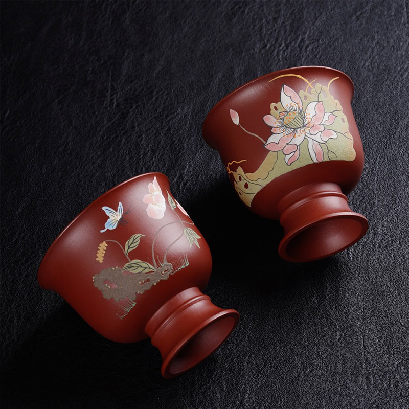 Purely Handmade Clay-Painted Zisha Tea Cups