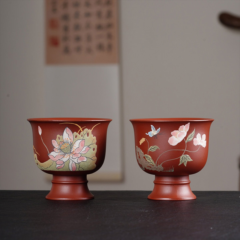 Purely Handmade Clay-Painted Zisha Tea Cups