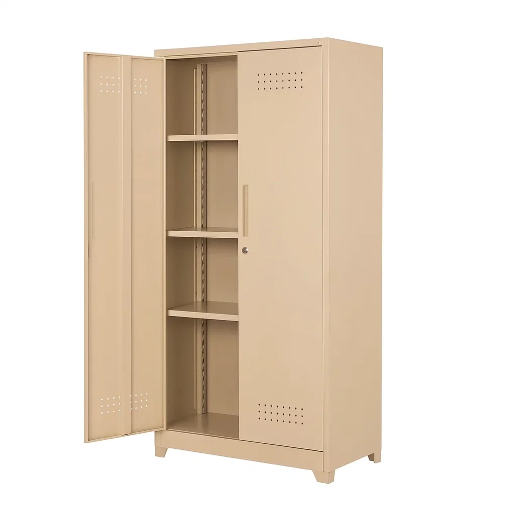 Armoire de rangement de garage en métal beige 198×90×40 cm