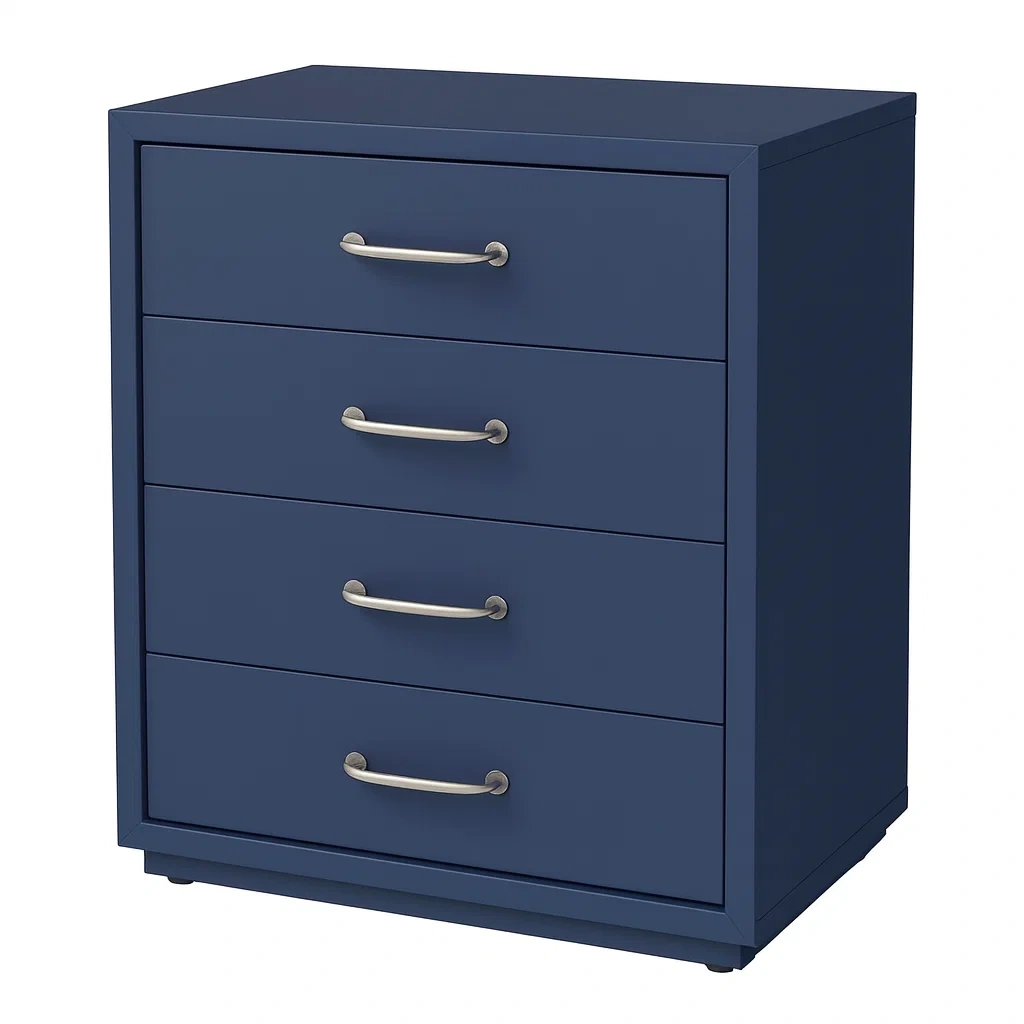 Commode en MDF bleu avec 4 tiroirs