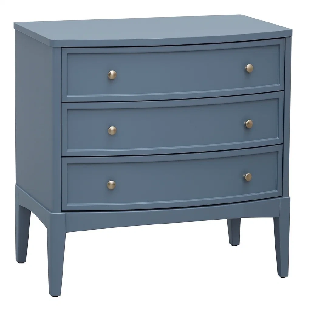 Commode en bois avec trois tiroirs bleu