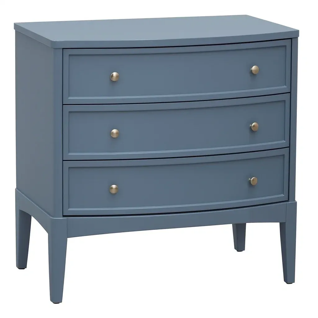 Commode en bois avec trois tiroirs bleu