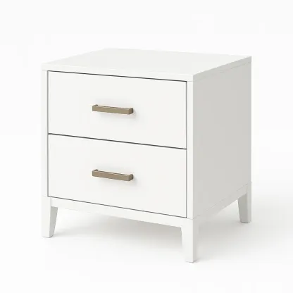 Table de chevet blanche avec 2 tiroirs bois et métal