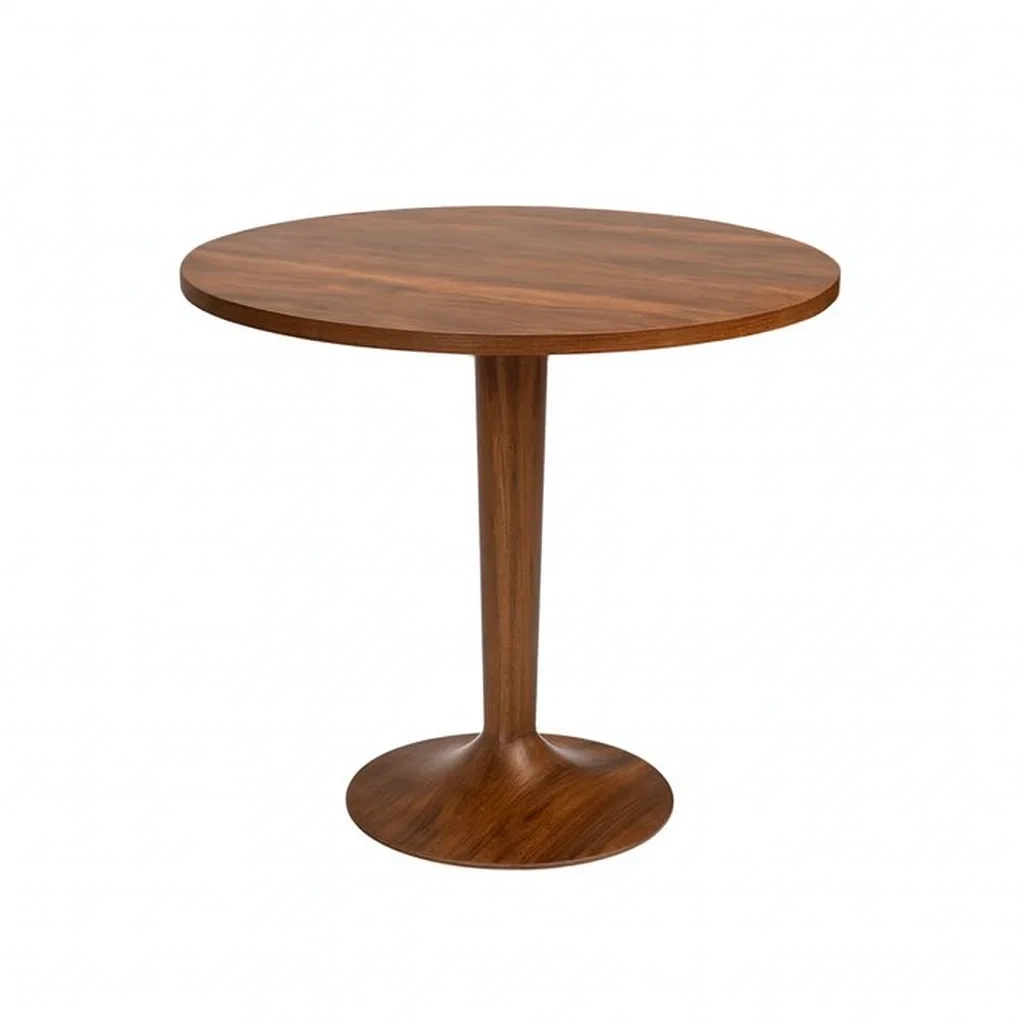 Table de salle à manger ronde en bois de noyer