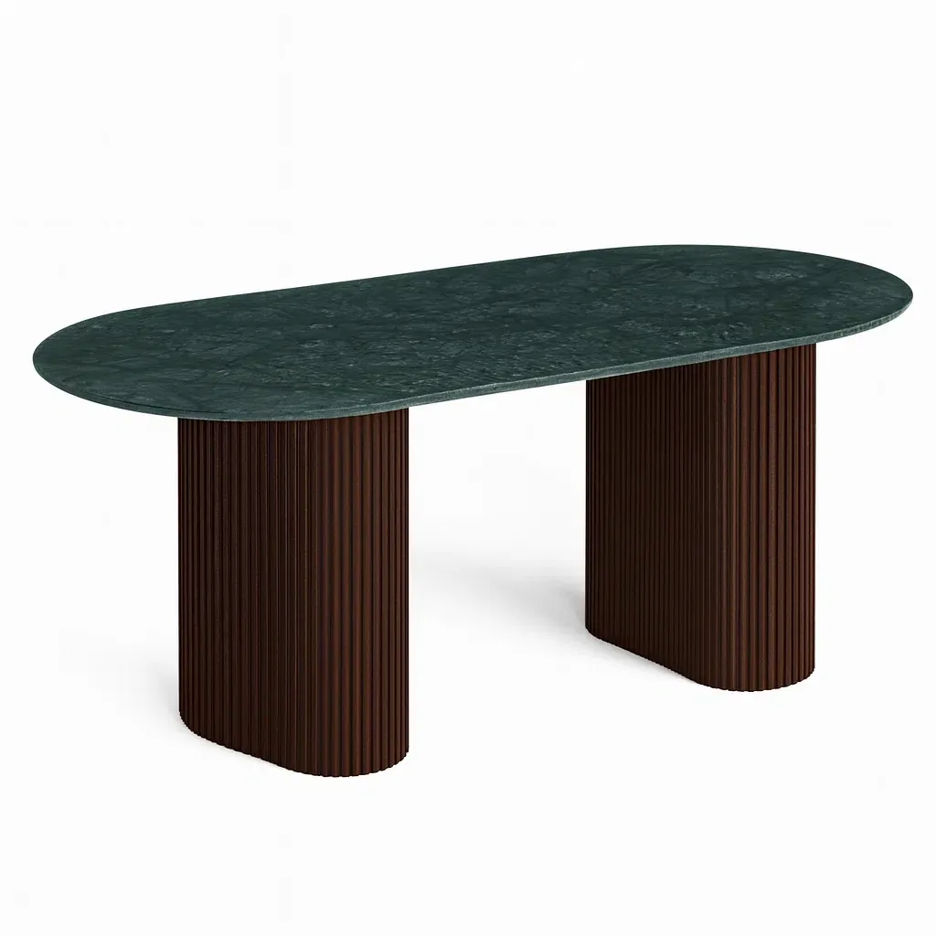 Table de salle à manger ovale en marbre avec pieds cylindriques