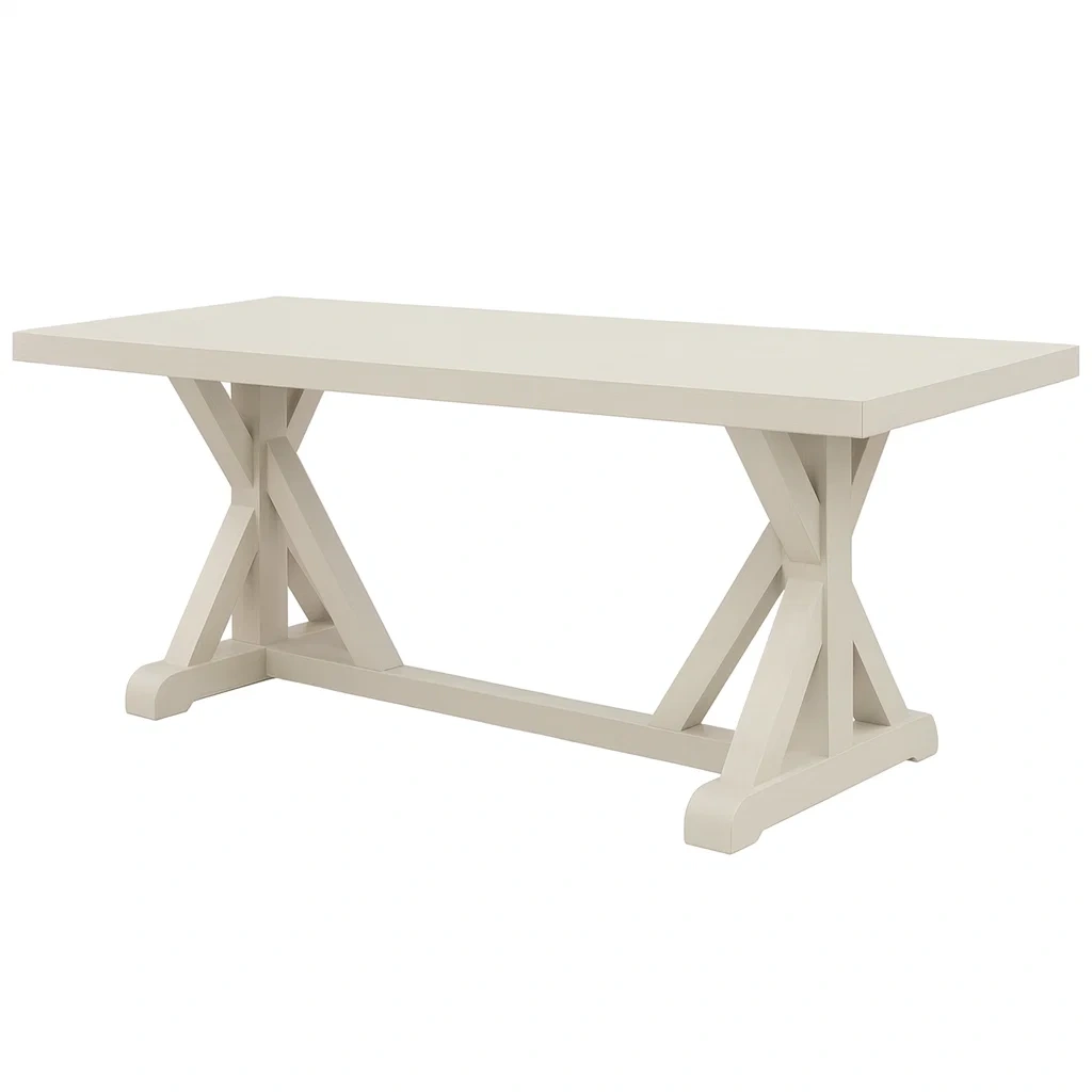 Table de salle à manger rectangulaire en bois blanc