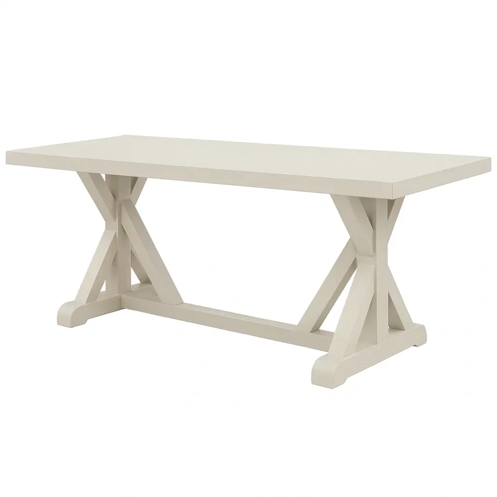 Table de salle à manger rectangulaire en bois blanc