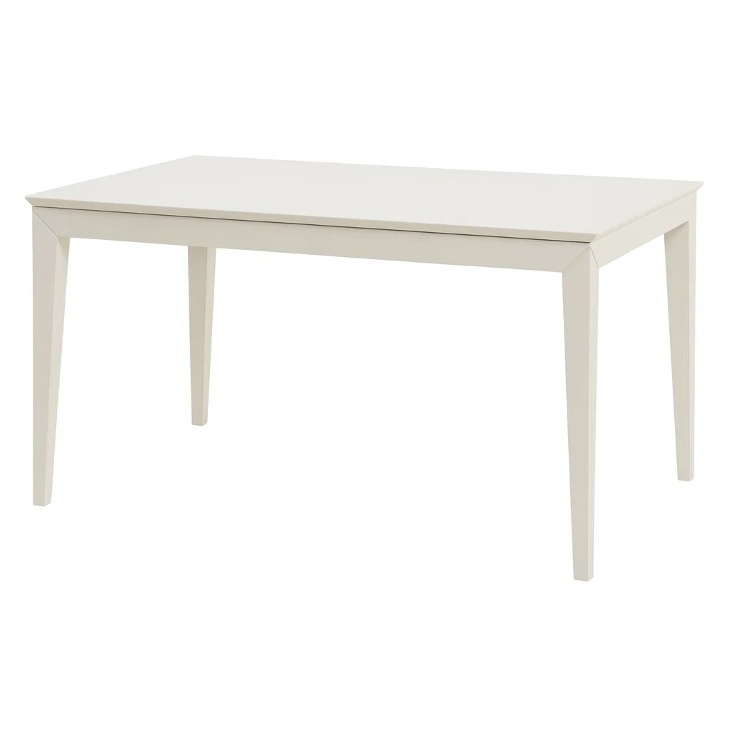 Table de salle à manger rectangulaire en bois blanc 150×90×75 cm
