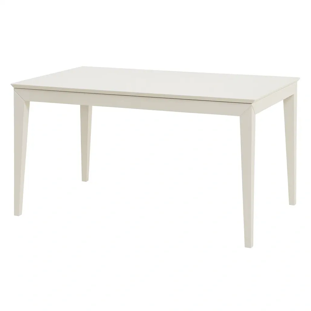 Table de salle à manger rectangulaire en bois blanc 150×90×75 cm