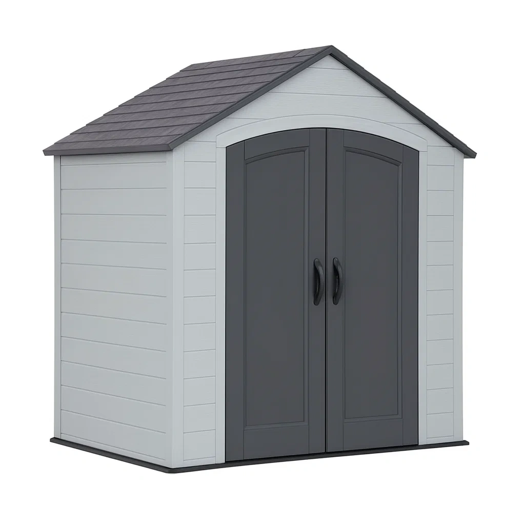 Abri de jardin en résine gris clair et anthracite 146×73×188 cm