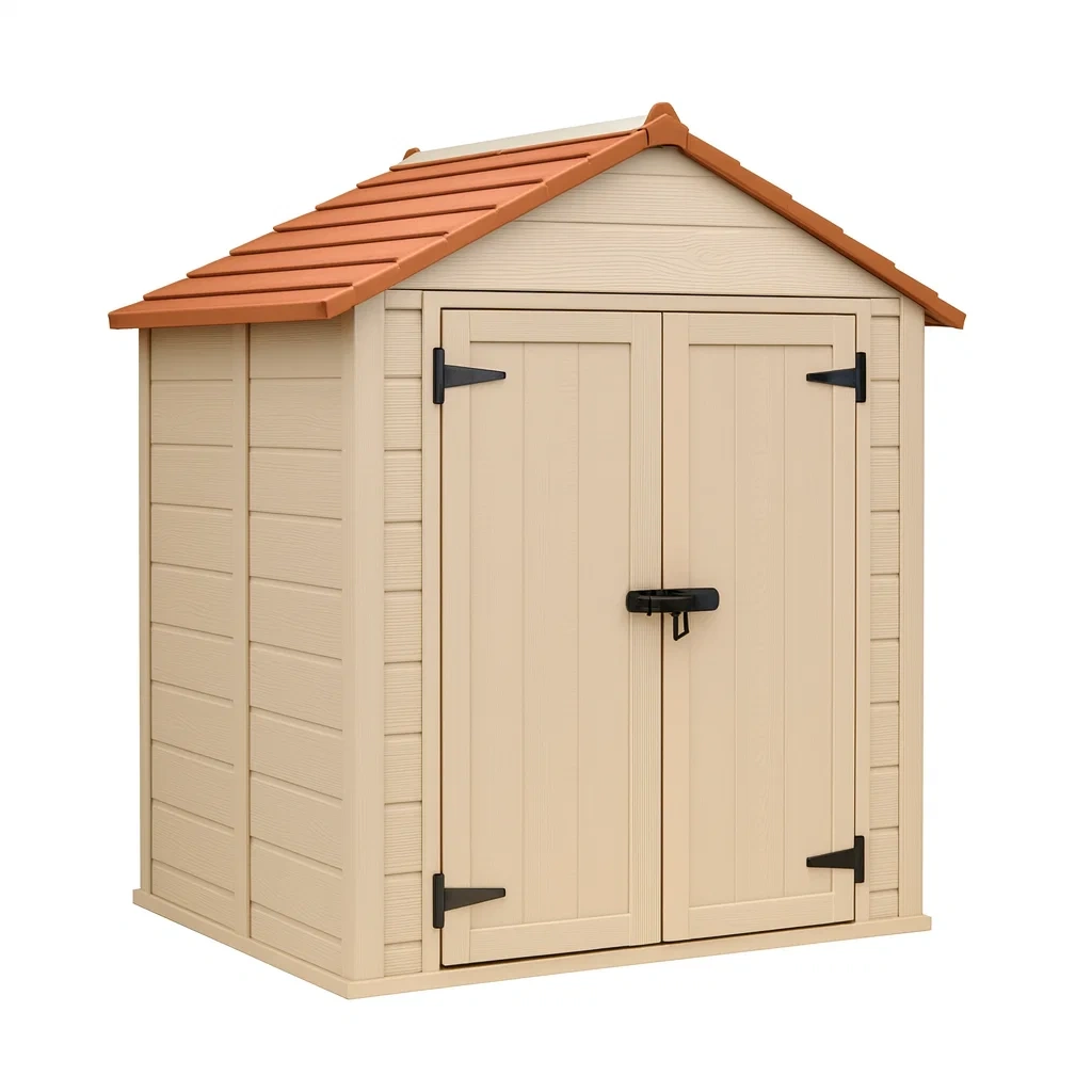 Abri de jardin en plastique beige et terracotta 145×82×189 cm