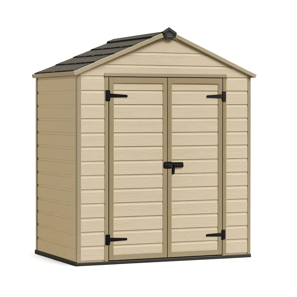 Abri de jardin en résine beige 125×84×198 cm