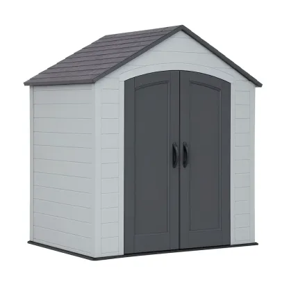 Abri de jardin en résine gris clair et anthracite 146×73×188 cm