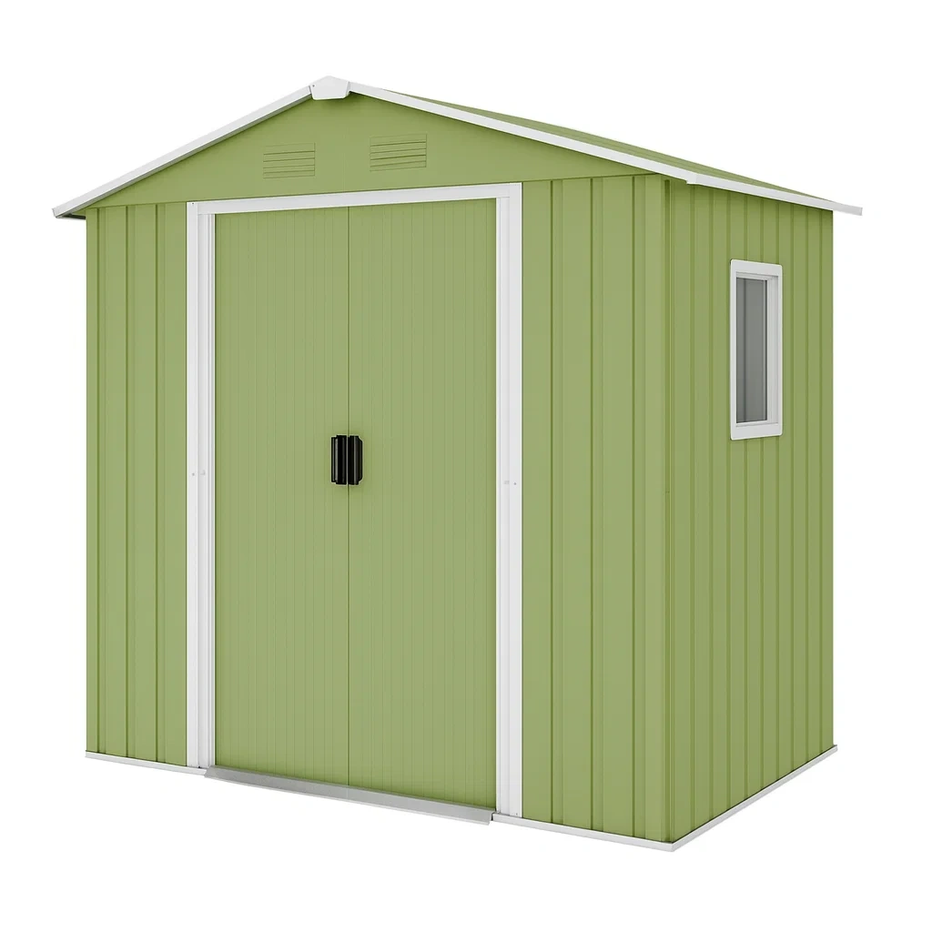 Abri de jardin en acier galvanisé vert avec fenêtre 213×127×185 cm