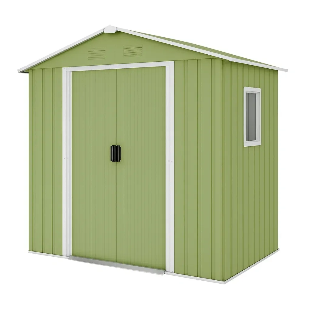 Abri de jardin en acier galvanisé vert avec fenêtre 213×127×185 cm