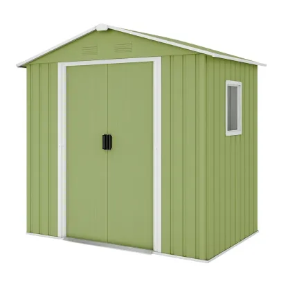Abri de jardin en acier galvanisé vert avec fenêtre 213×127×185 cm