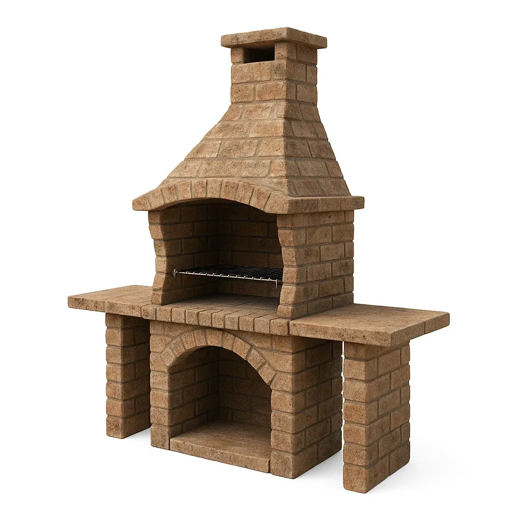 Barbecue en brique réfractaire marron 105×58×196 cm