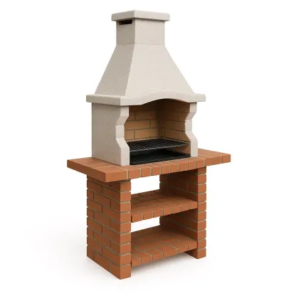 Barbecue en brique et béton avec grille en acier inoxydable