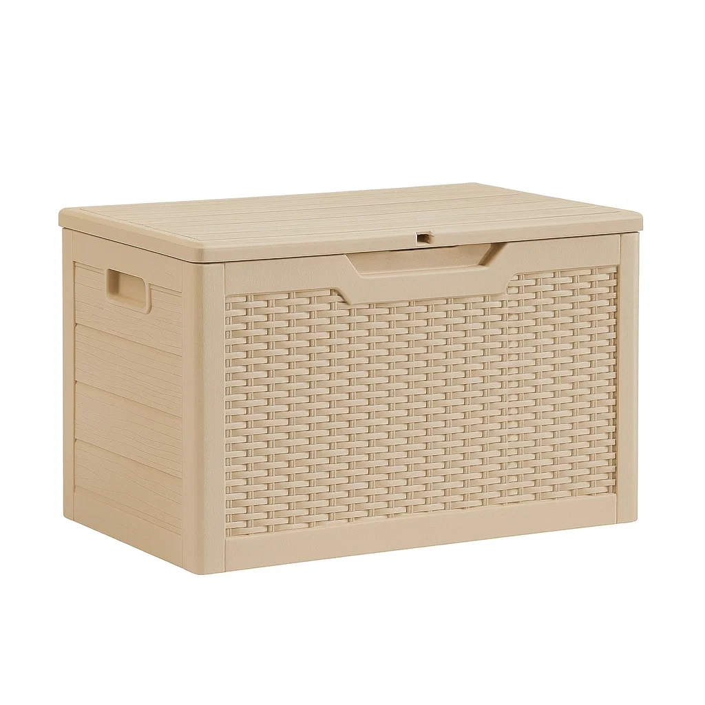 Coffre de rangement de terrasse en polypropylène beige