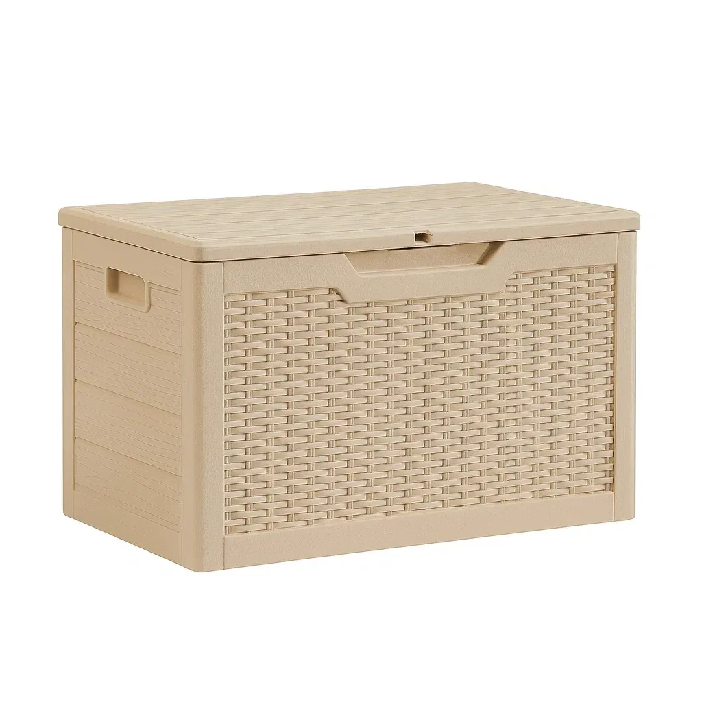 Coffre de rangement de terrasse en polypropylène beige