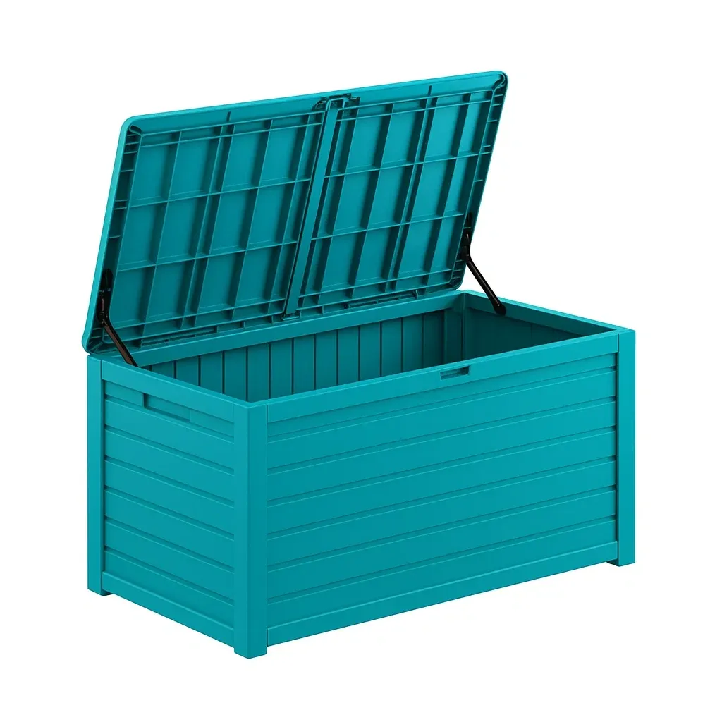 Coffre de rangement de terrasse en polypropylène bleu
