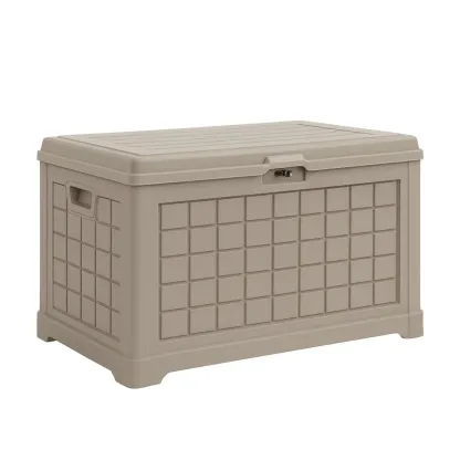 Coffre de rangement de terrasse en polypropylène beige 117×56×45 cm