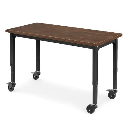 Établi en bois et métal avec roulettes réglables 150×75×75–105 cm