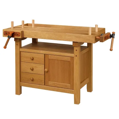 Établi en bois de chêne avec rangements