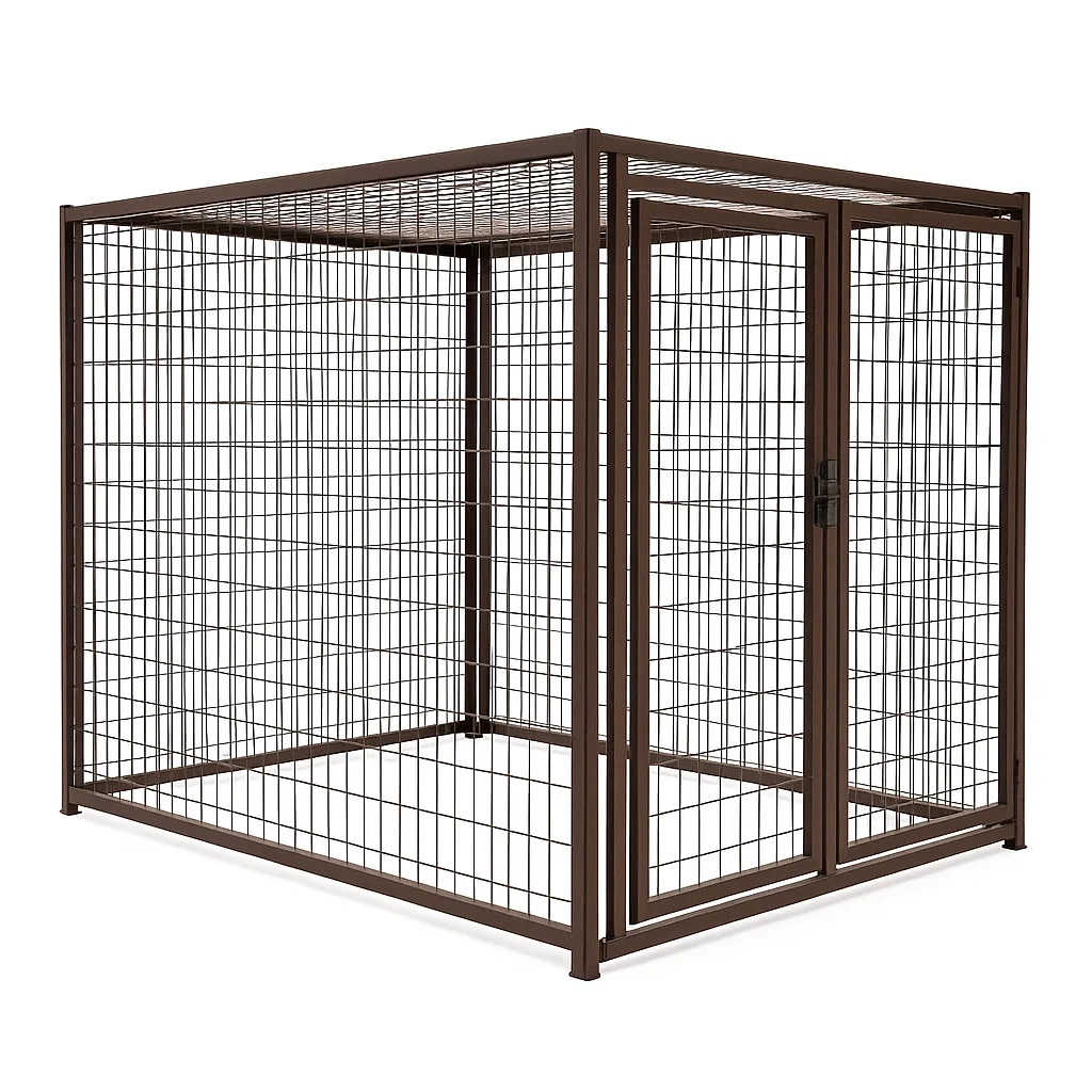 Cage pour chien en acier marron 200×200×185 cm