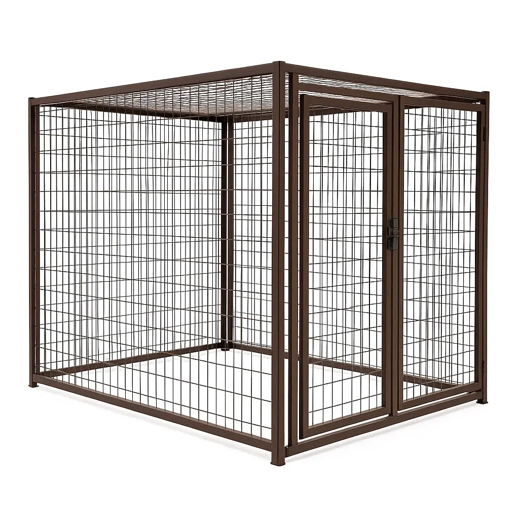 Cage pour chien en acier marron 200×200×185 cm