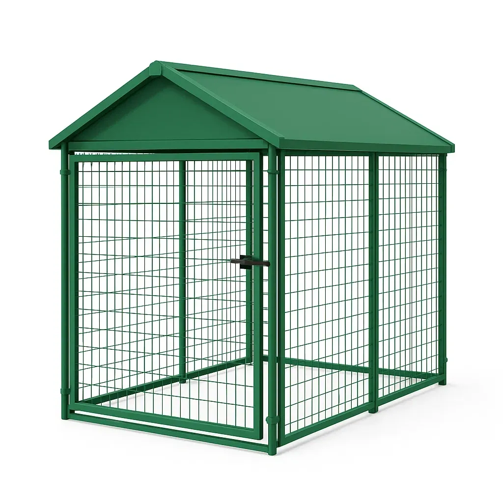 Cage pour chien en métal vert avec toit inclinable 200×150×150 cm