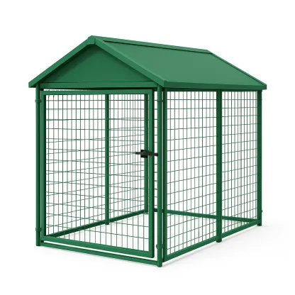Cage pour chien en métal vert avec toit inclinable 200×150×150 cm