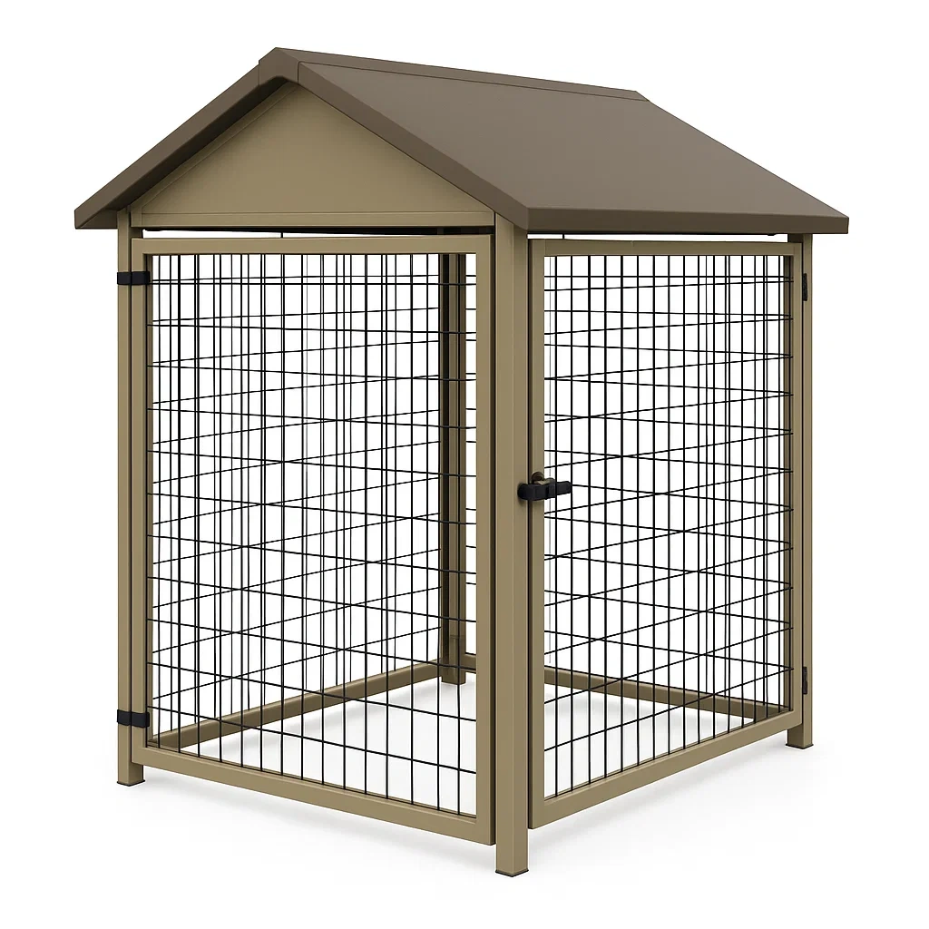 Cage pour chien en acier galvanisé brun 120×120×150 cm