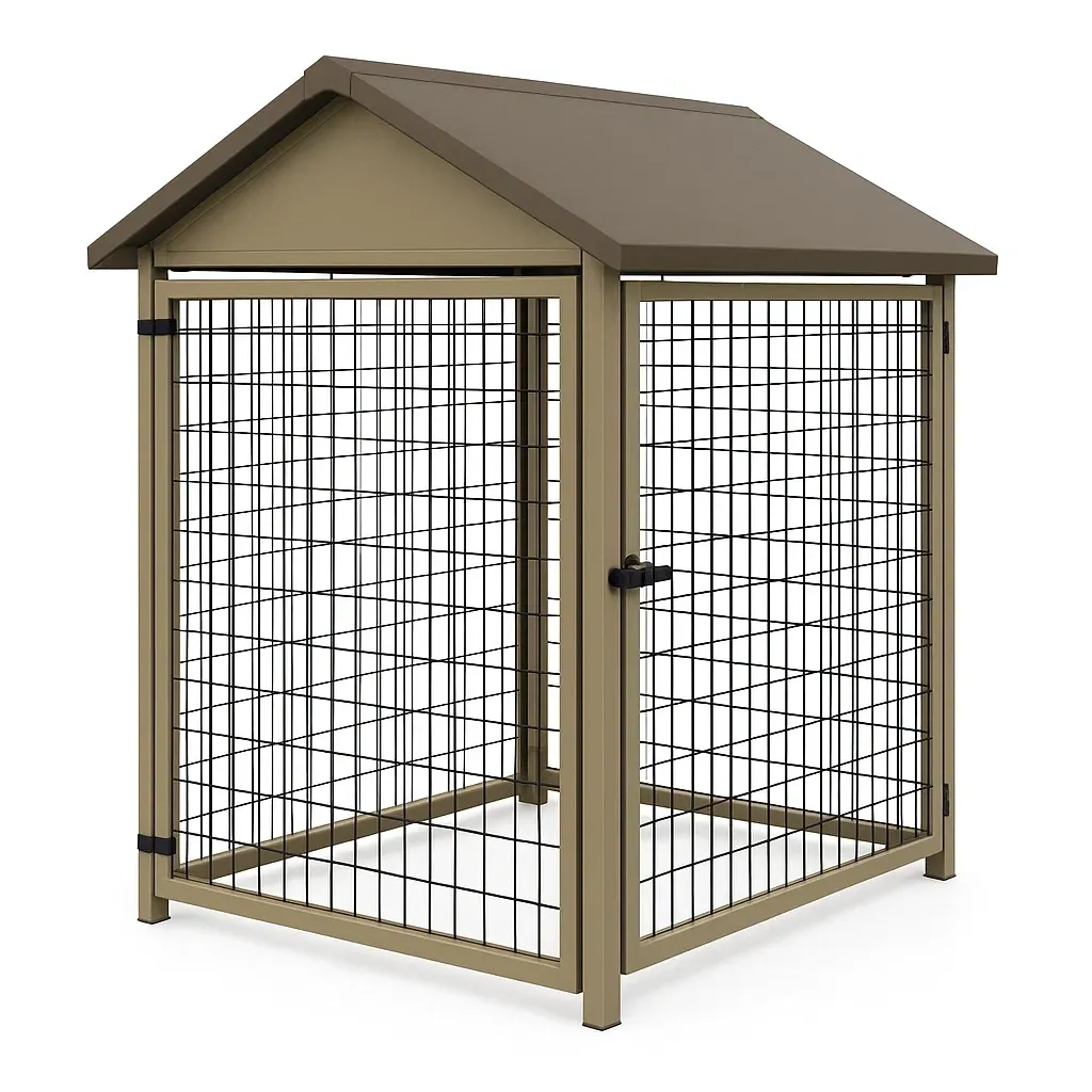 Cage pour chien en acier galvanisé brun 120×120×150 cm
