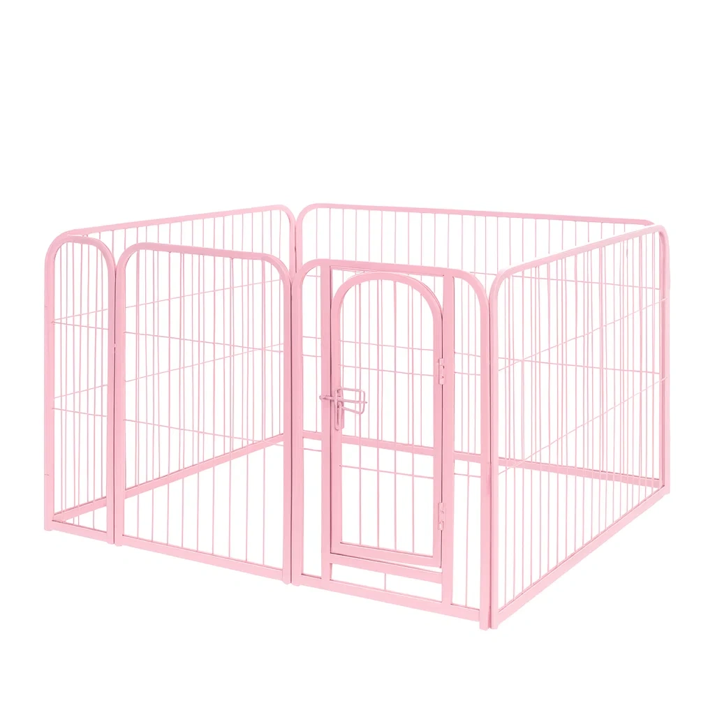 Clôture pour chien en métal rose 125×125×60 cm