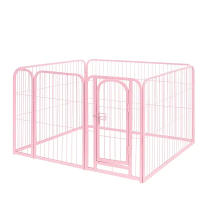 Clôture pour chien en métal rose 125×125×60 cm