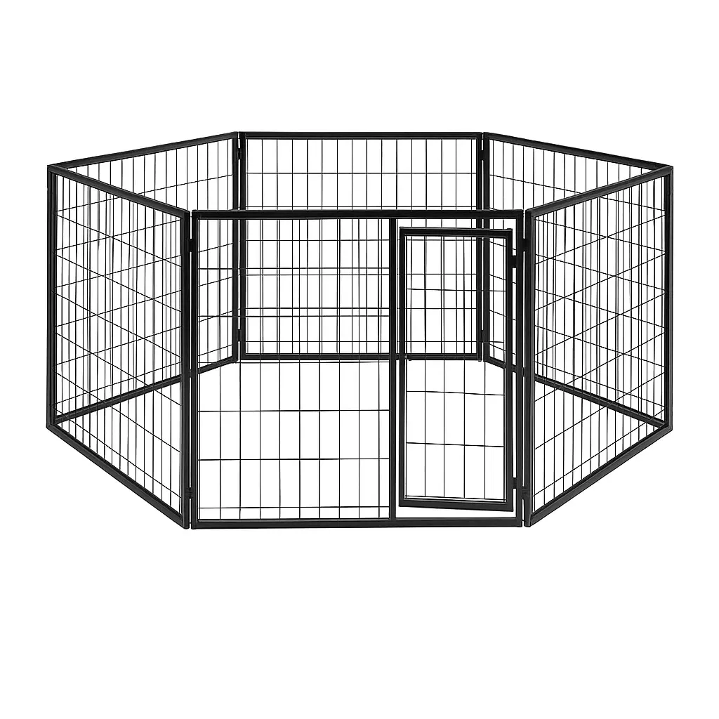 Clôture pour chien en métal noir hexagonal