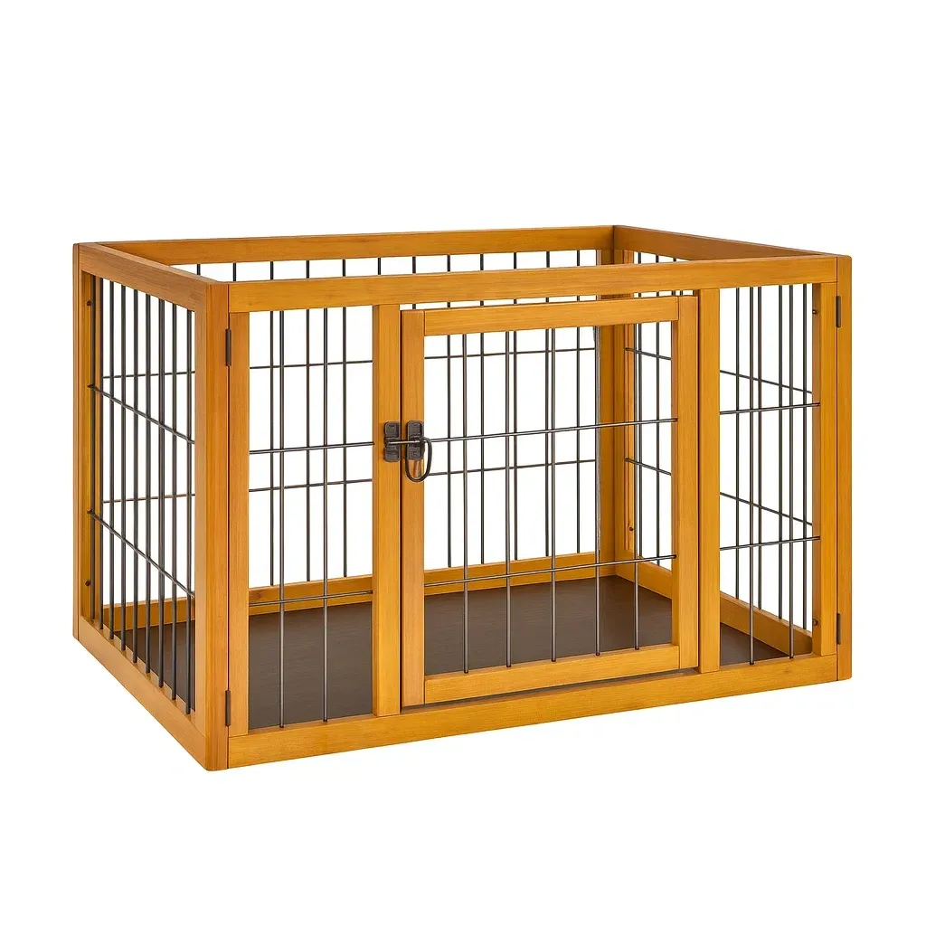 Clôture pour chien en bois et métal 90×60×55 cm