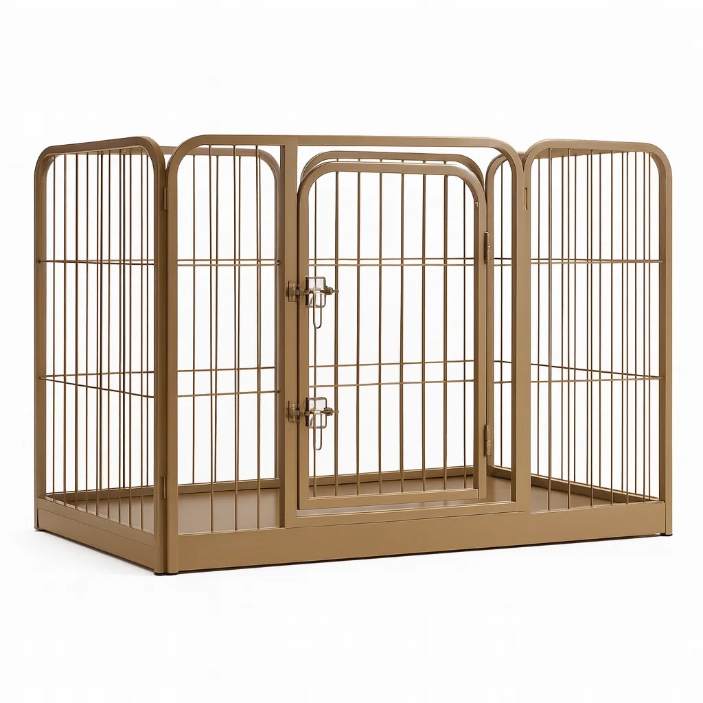 Clôture pour chien en métal marron 100×70×60 cm