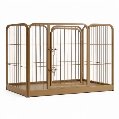 Clôture pour chien en métal marron 100×70×60 cm