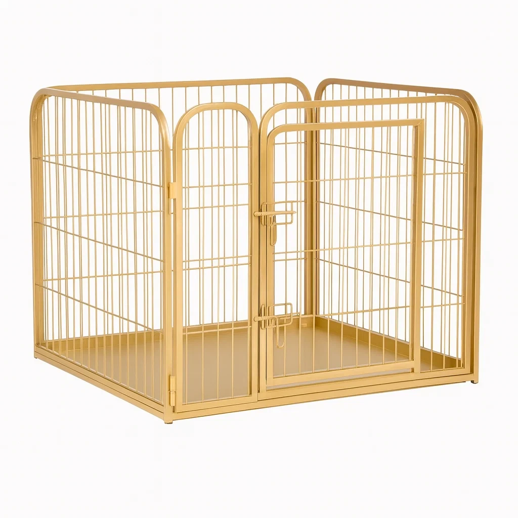 Clôture pour chien en métal doré 80×80×60 cm