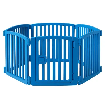 Clôture pour chien en plastique bleu à 6 panneaux